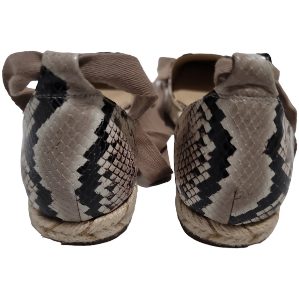 Vince Camuto Jeliany Espadrille Flat Taupe/ Crepe Leather Upper Snake Print 7.5 - Picture 7 of 11